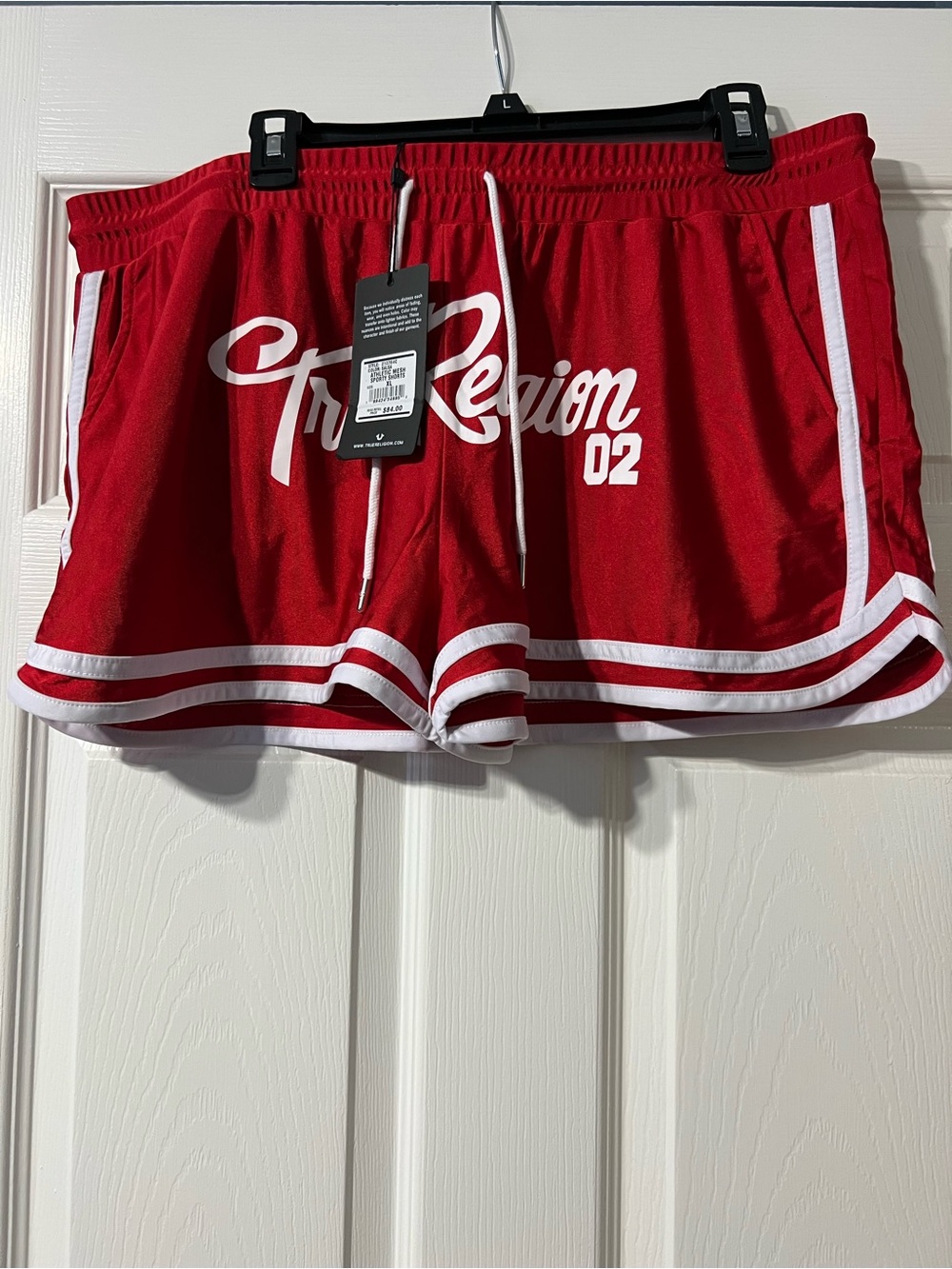 True Religion Red Athletic Shorts with White Trim